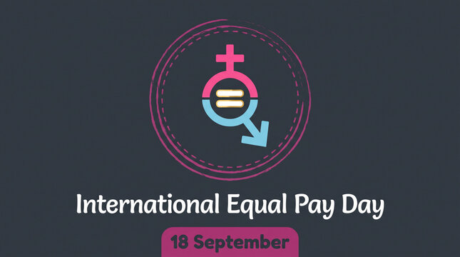 International equal pay day awareness graphic with social issue illustration gender equality symbol symbol date marking Gender Wage Gap highlights international Pay Transparency