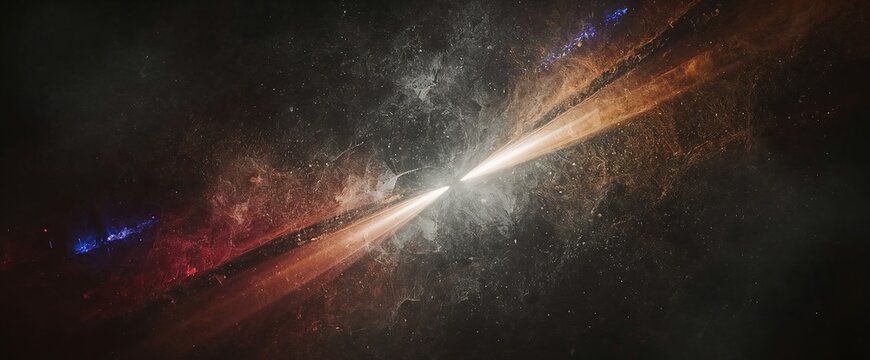 Subatomic particle collision with brilliant energy beam and scattering matter in deep space