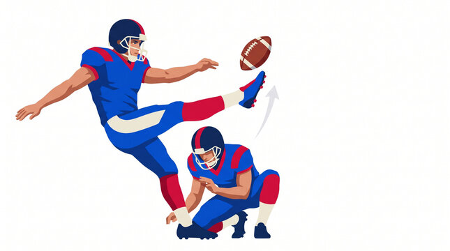 Player kicking a football during a field goal attempt  