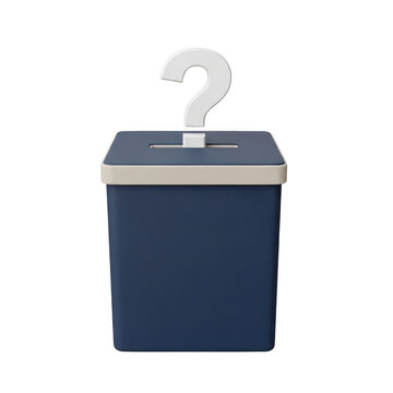 Blue ballot box with a white question mark icon isolated on white background isolated on transparent background