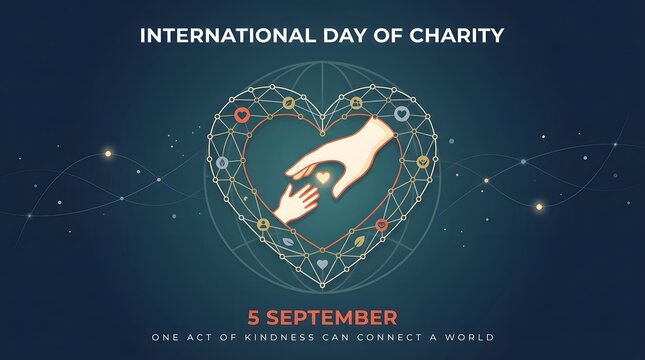 Hands forming a heart shape within a network vector illustration