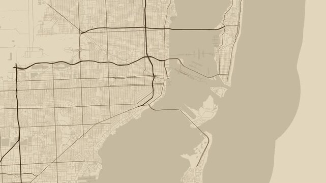 Miami 4K Old_map Map Animation - Urban Road Network and Infrastructure Growth