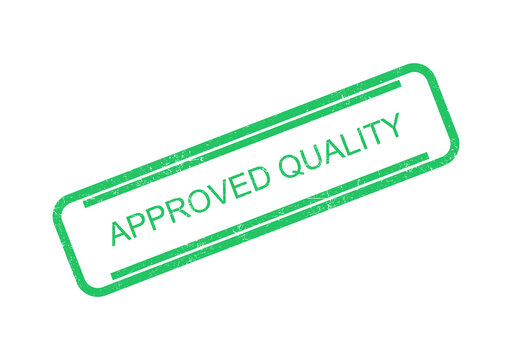 Green approved quality stamp with white text on transparent background