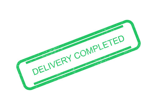 Green delivery completed stamp seal with white text