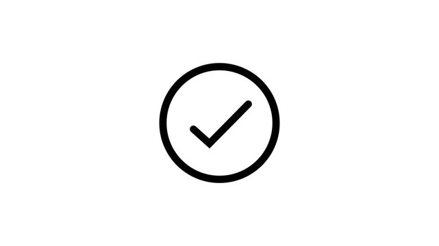 Chick list icon on circle.  Tick mark animation on a background , tick mark symbol ok button animated, with 4k video animation.