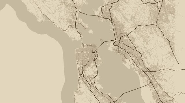 San Francisco 4K Old_map Map Animation - Urban Road Network and Infrastructure Growth