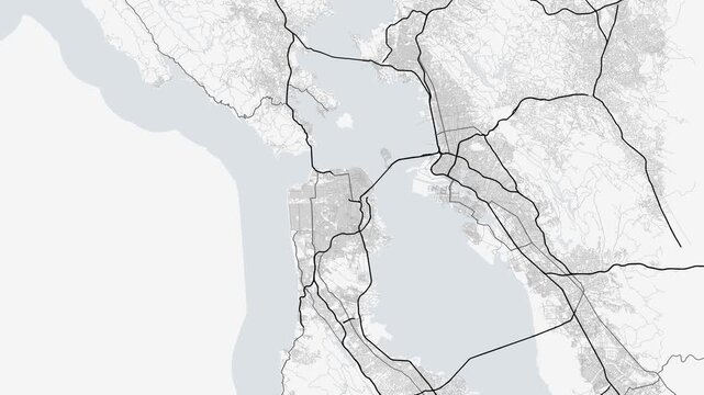 San Francisco 4K White Map Animation - Urban Road Network and Infrastructure Growth