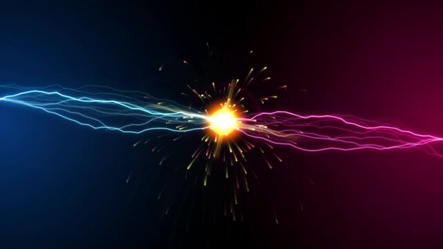 Blue and Crimson Lightning Collision with Golden Sparks Loop 4k video
