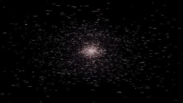 Abstract particle swarm motion background, glowing digital data flow and network connection effect particles
