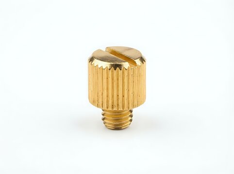 Brass knurled thumb screw with slotted head and threaded male