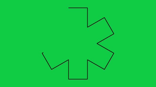 Medical star of life icon animation on green screen background showing healthcare symbol line drawing.