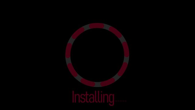 Loading installation progress circle with red accent