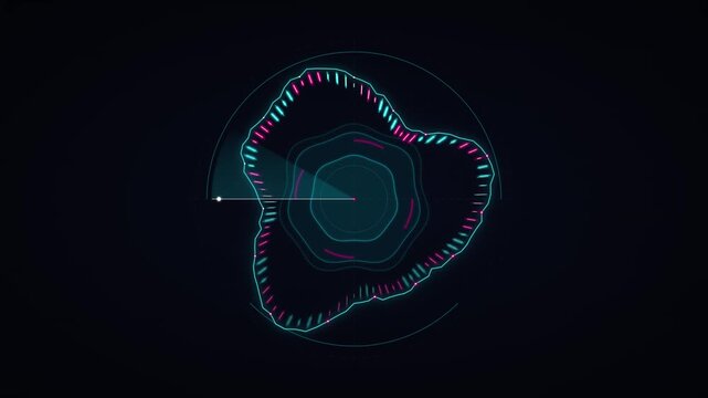 Futuristic Circular Radar Audio Visualizer HUD