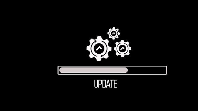 Modern update progress gear icon set with loading bar