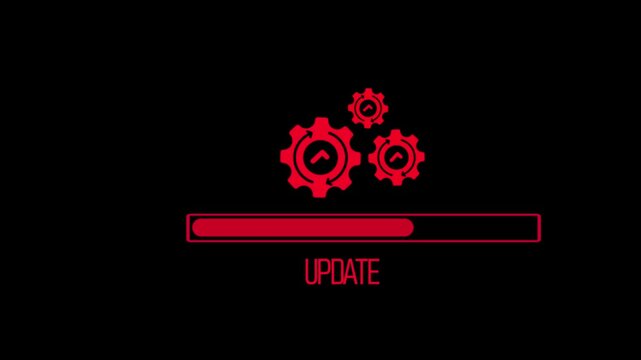 Red update gears with loading bar icon
