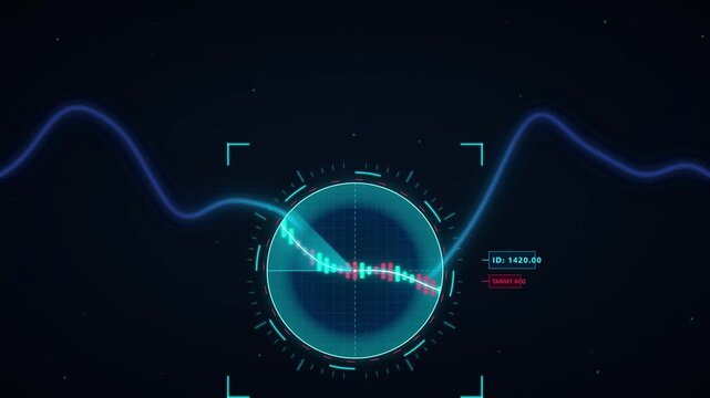 Futuristic Financial Data Analytics Interface with Dynamic Trading Charts