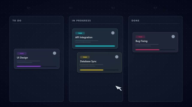 Project Management Kanban Board UI Animation