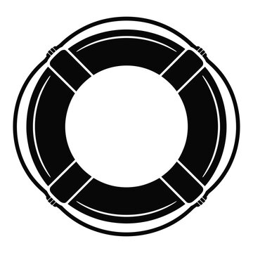 A circular life preserver with segmented details is shown as a silhouette