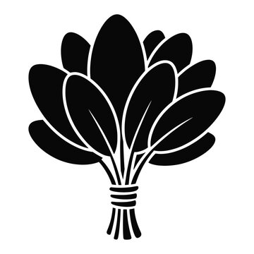A bundle of leafy greens is depicted as a stark black silhouette