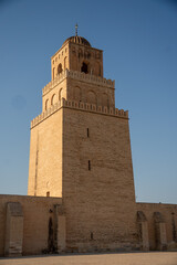 Fototapeta premium Minaret on the outer wall of the Great Mosque in Kairouan, Tunisia