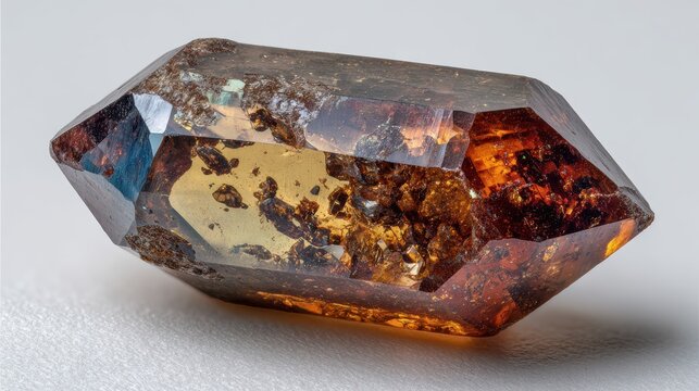 Natural raw zircon crystal specimen on a white background