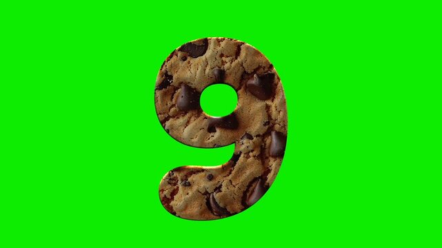 Cookies number animation isolated on green screen background