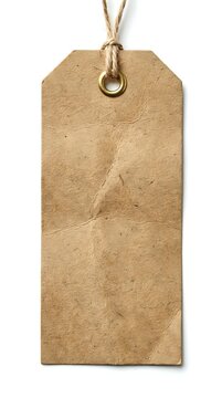 Blank kraft paper gift tag with natural twine string and brass