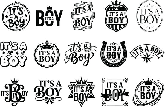 Its a boy typography design featuring creative lettering for baby shower invitations and newborn announcement greeting cards