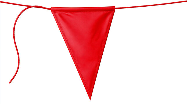 Red triangular sports pennant isolated on a clean transparent background, school spirit, team support, athletic event accessory, with copy space