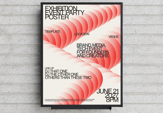 Exhibition Event Party Poster Template with Artistic Abstract Geometric Shapes