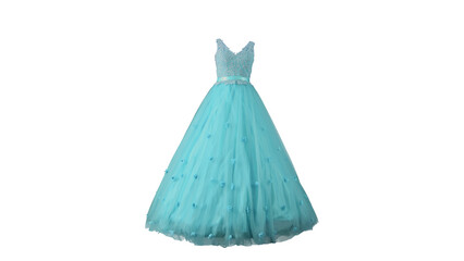 Elegant turquoise ball gown dress with v-neckline and voluminous layered skirt turquoise clothing princess exquisite © Tahmina