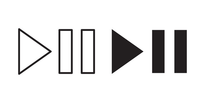 Play pause icon simple drawings set. EPS10