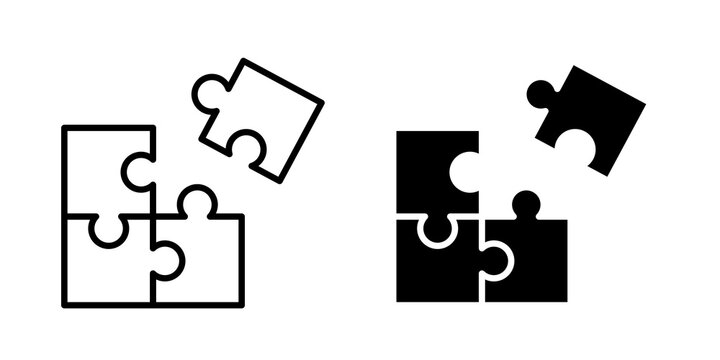 Puzzle piece icon simple drawings set. EPS10