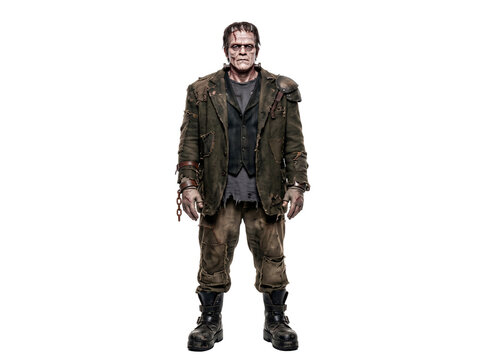 Frankenstein Monster Character Standing Full Body Portrait for Halloween Horror Theme PNG Isolated on transparent background