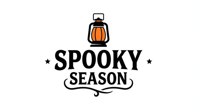 Creative happy halloween typography design featuring a vintage lantern icon for seasonal holiday greeting cards