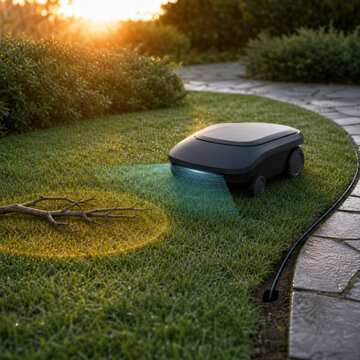 Robot Lawn Mower Boundary Sensing for Autonomous Garden Navigation Smart Home Landscaping Safety and Precision Yard