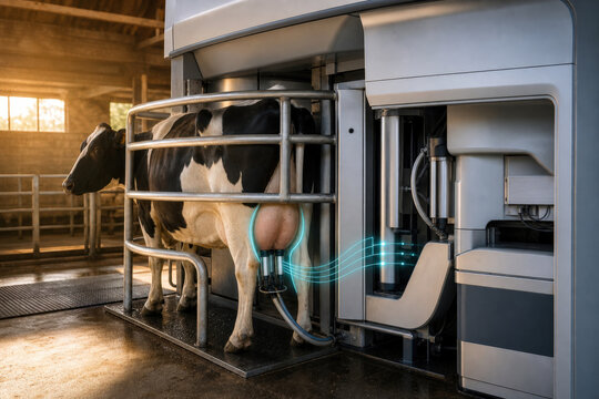 Robotic Dairy Milking System with Cow Health Sensors for Smart Farm Automation Animal Welfare and Milk Production