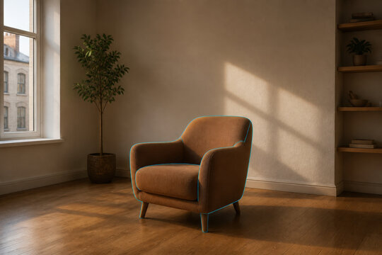 Room Augmented Reality Armchair Preview for Virtual Furniture Shopping Interior Design and Home Decoration Planning