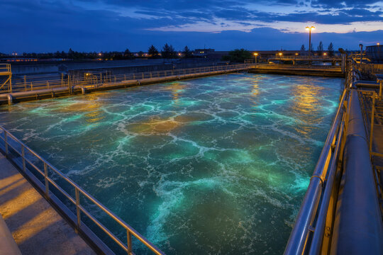 Wastewater Bioreactor Oxygen Saturation Map for Aeration Control Treatment Efficiency and Municipal Water Process