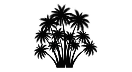 Fototapeta premium Vector illustration of silhouette of a group of palm trees on a transparent background