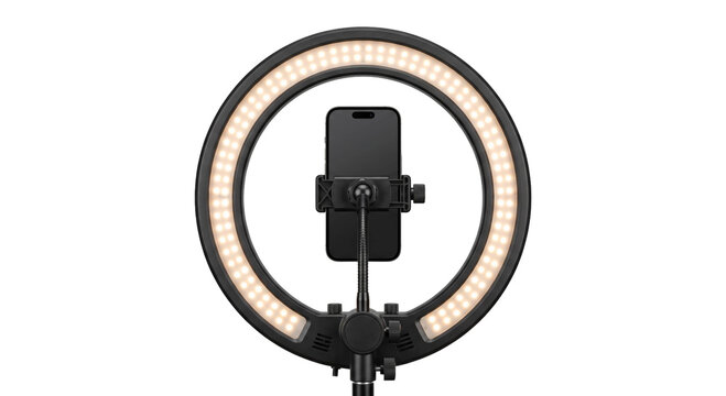 Professional LED ring light with smartphone holder for content creation and photography