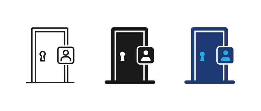 Access control icon, door keyhole user authentication symbol. vector illustration