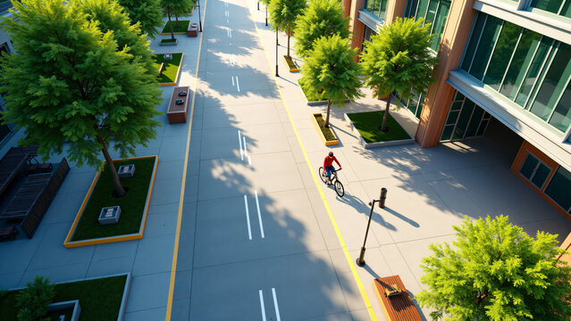Urban Green Corridor with Copy Space for Marketing Text