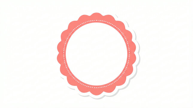 Decorative scalloped circle frame with dashed inner border on white background