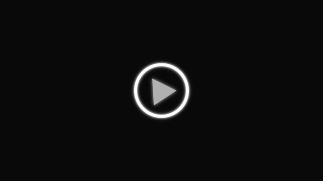 Minimalist white video play button icon on a black background