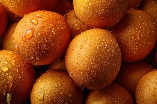Fresh Orange Santol Fruits Dense Seamless Flat Lay Texture