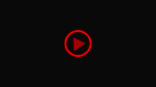 Minimalist white video play button icon on a black background