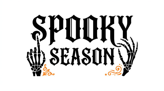 Spooky season text design featuring creative happy halloween typography with skeleton hands for holiday party decor
