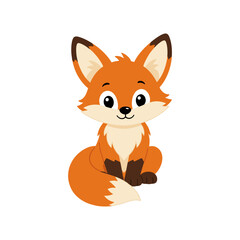 Fototapeta premium Cute cartoon fox sitting illustration