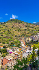 Fototapeta premium Colorful village on terraced hillside in Cinque Terre Italy